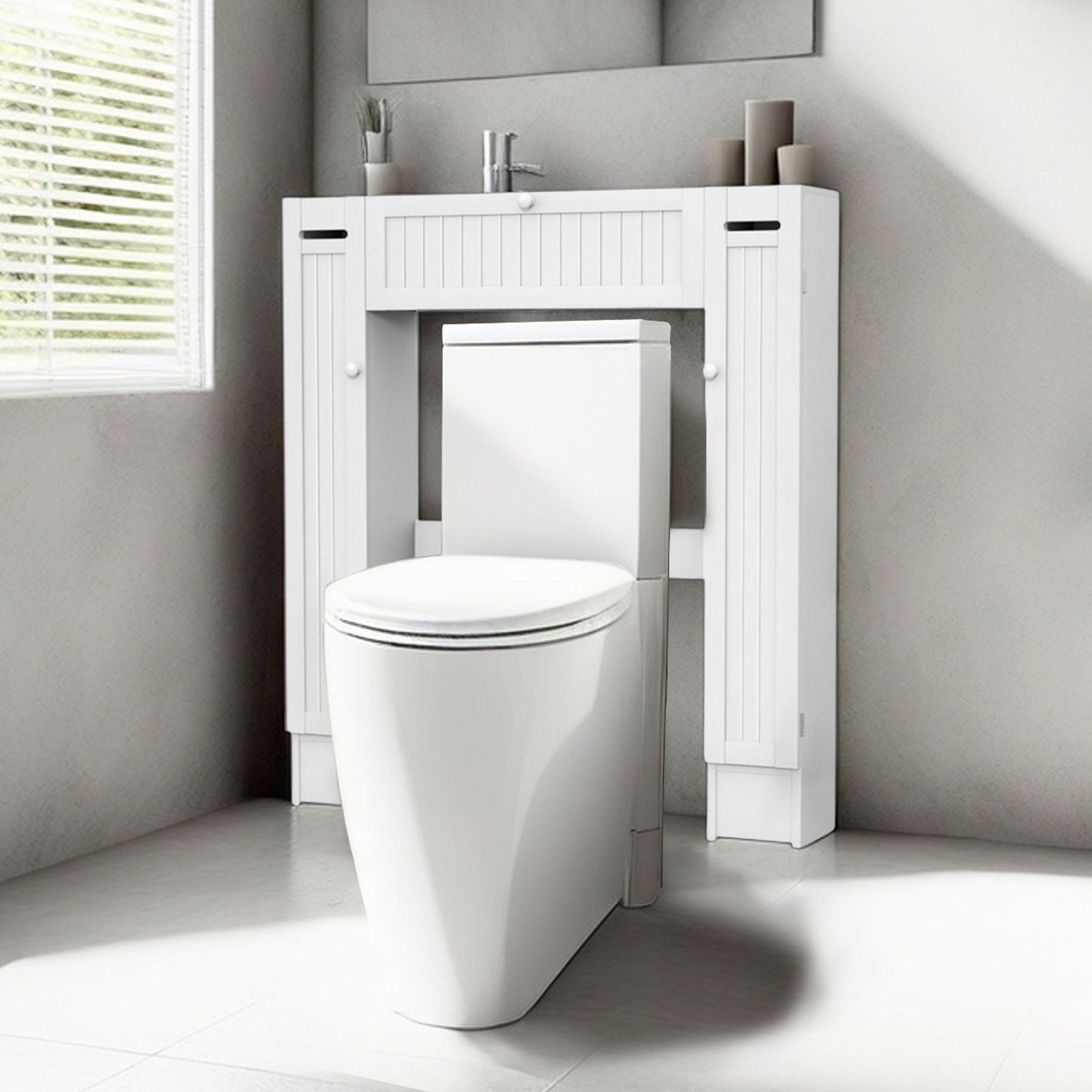 Demi Bonn Toilet Storage Cabinet, Bathroom Cabinet Organizer, Wooden over the Toilet Storage Cabinet, for Bathroom, White