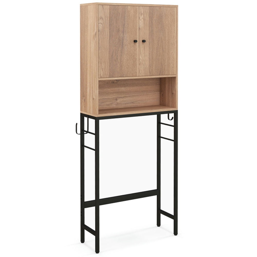 Finihen Toilet Storage Cabinet, Storage Shelf, Over The Toilet Storage Cabinet with 2 Doors and Adjustable Shelf, for Bathroom, Natural