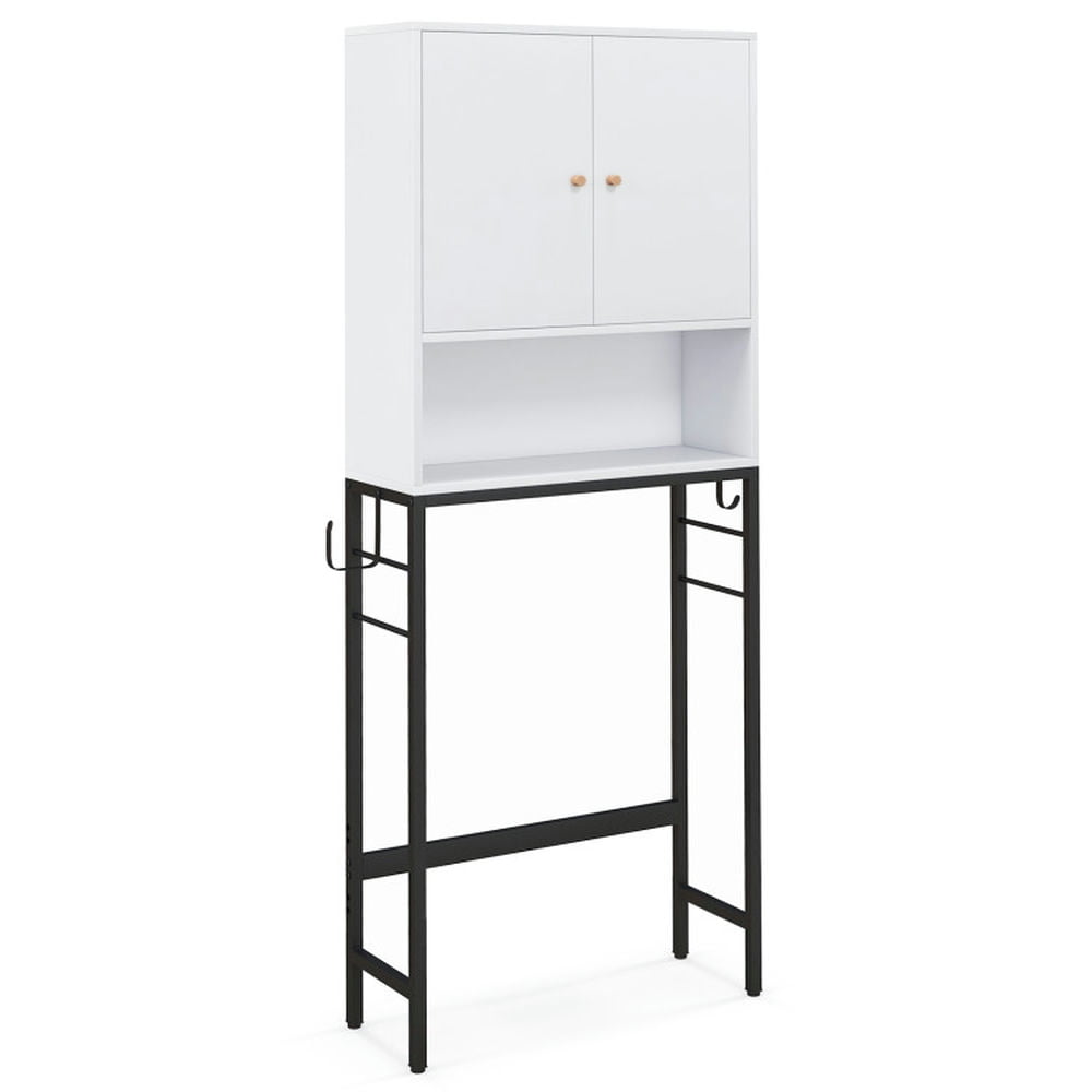 Finihen Toilet Storage Cabinet, Storage Shelf, Over The Toilet Storage Cabinet with 2 Doors and Adjustable Shelf, for Bathroom, White