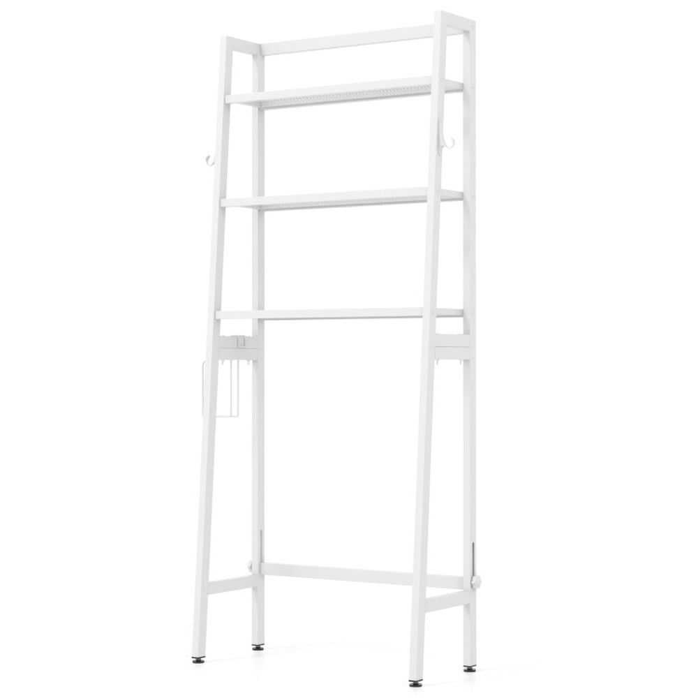 Finihen Toilet Storage Rack, Toilet Storage Shelf, 3-Tier Over The Toilet Storage Shelf with Adjustable Bottom Bar, for Bathroom, White