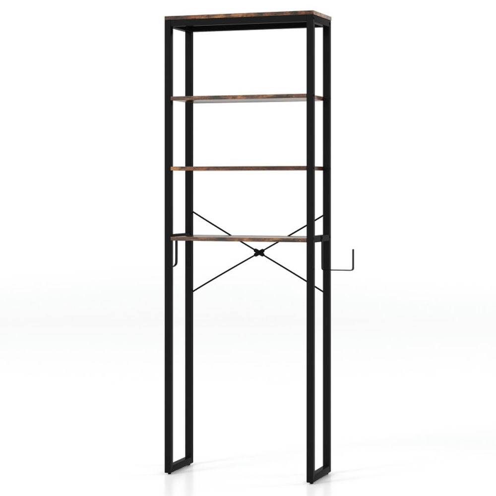 Finihen Toilet Storage Rack, Towel Rack, Towel Holder, 4-Tier Freestanding Over the Toilet Storage Rack, for Bathroom, Rustic Brown