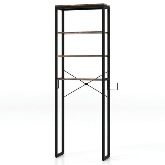 Demi Bonn Toilet Storage Rack, Towel Rack, Towel Holder, 4-Tier Freestanding Over the Toilet Storage Rack, for Bathroom, Rustic Brown
