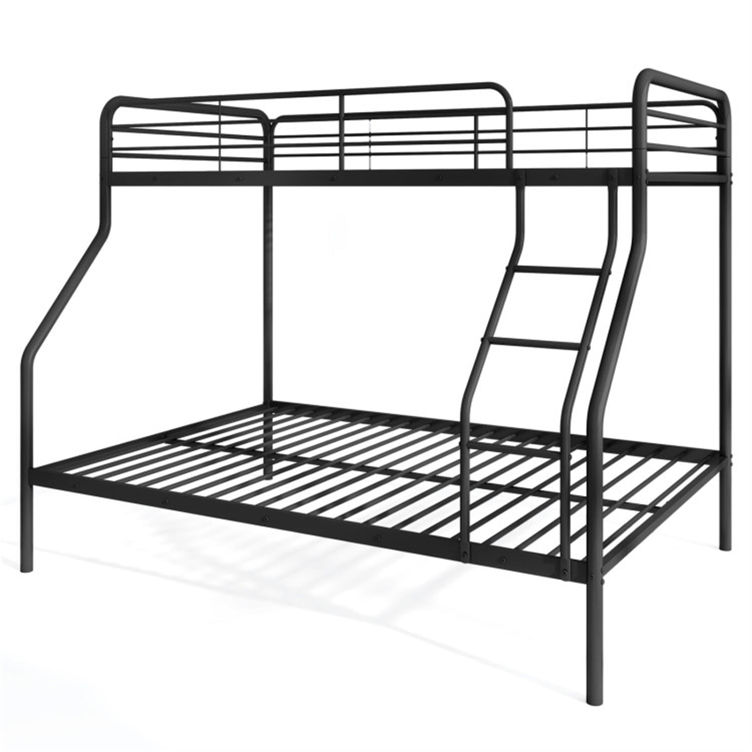 Demi Bonn Twin Over Full Bunk Bed with Ladder and Full-length Guardrails, Metal Bunkbeds for Bedroom, No Box Spring Needed, Black