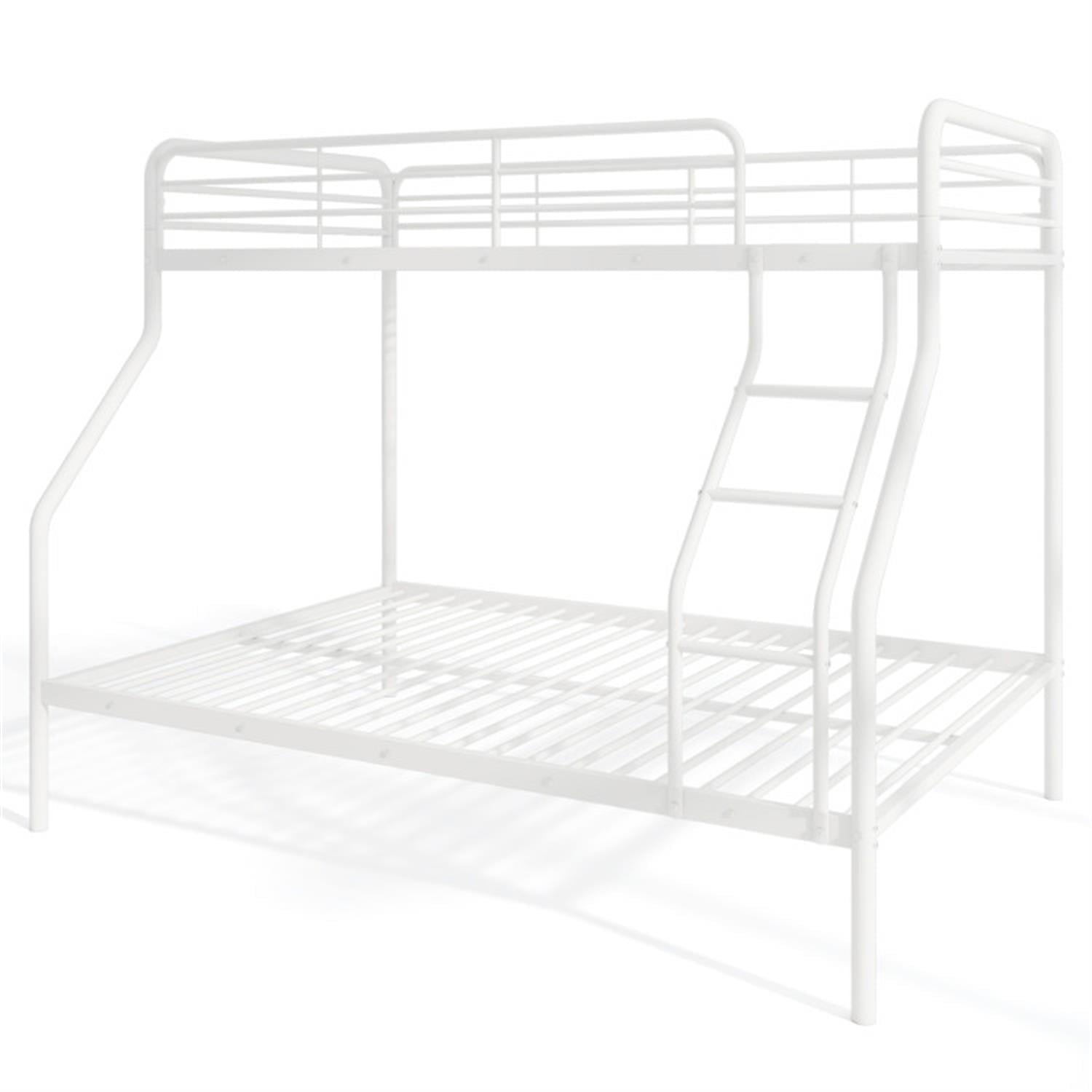 Demi Bonn Twin Over Full Bunk Bed with Ladder and Full-length Guardrails, Metal Bunkbeds for Bedroom, No Box Spring Needed, White