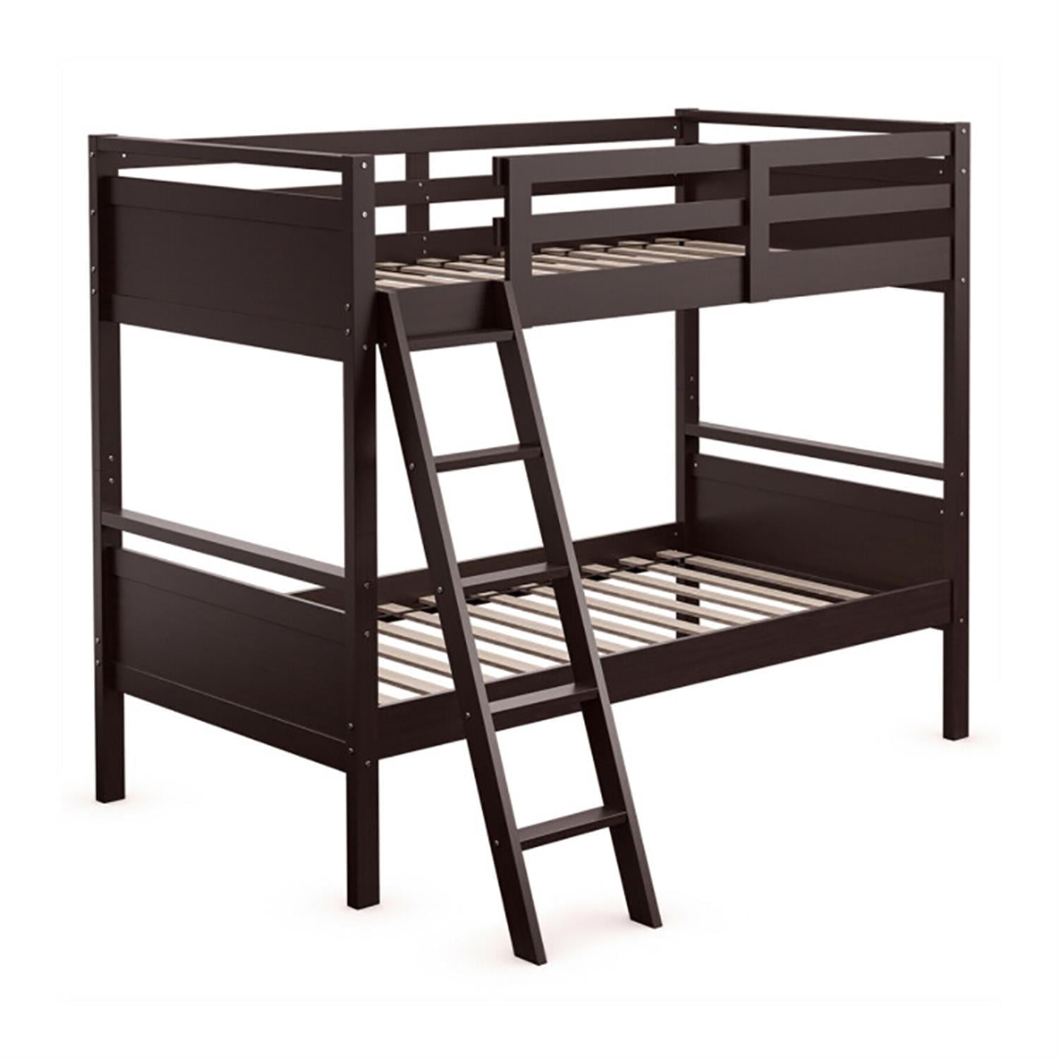 Demi Bonn Twin Over Twin Bunk Bed with Safety Guard Rails and Side Ladder, Convertible 2 Individual Beds Twin Bunk Beds, Bed Frame, Blue