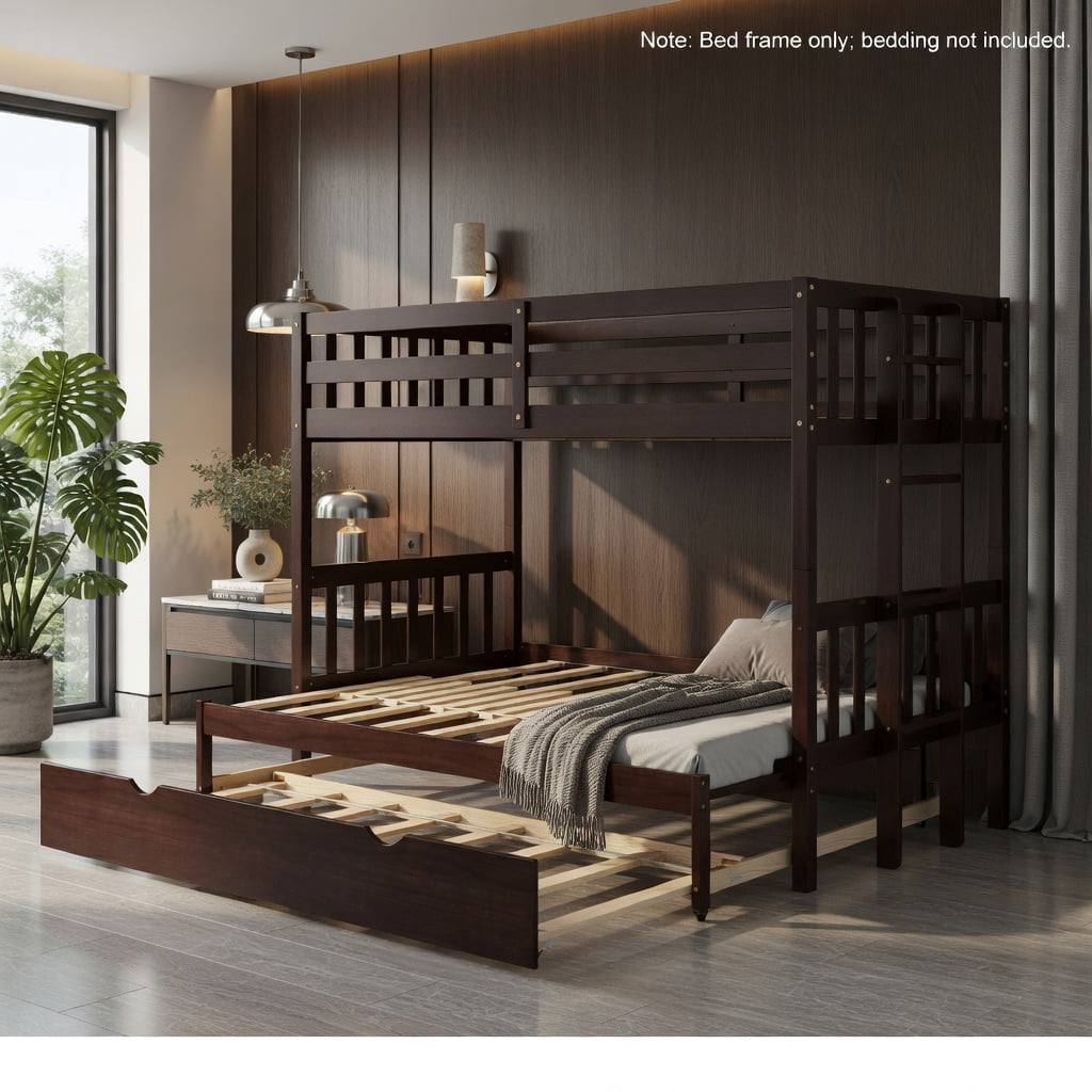 Demi Bonn Twin Pull-Out Bunk Beds with Ladder in the Steps and a ...