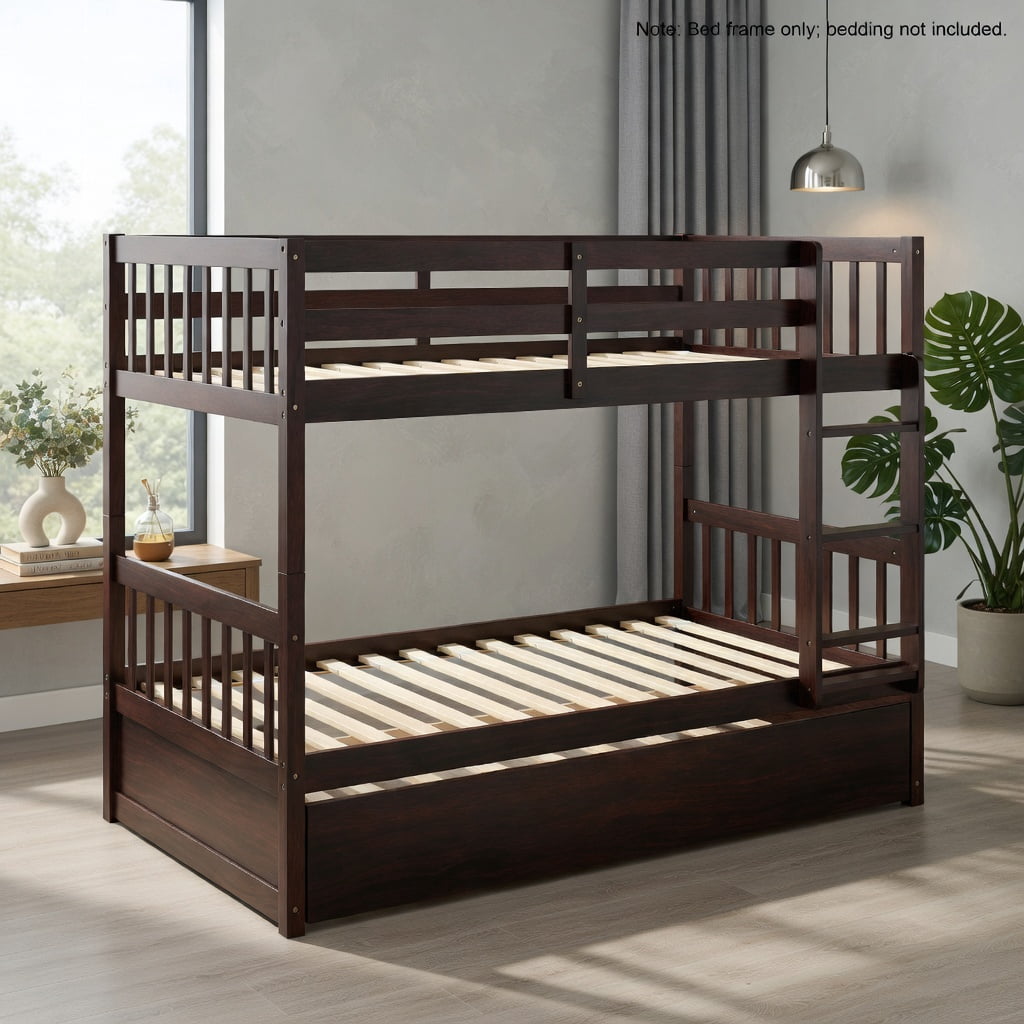 Demi Bonn Twin Pull-Out Bunk Beds with Ladder in the Steps and a ...
