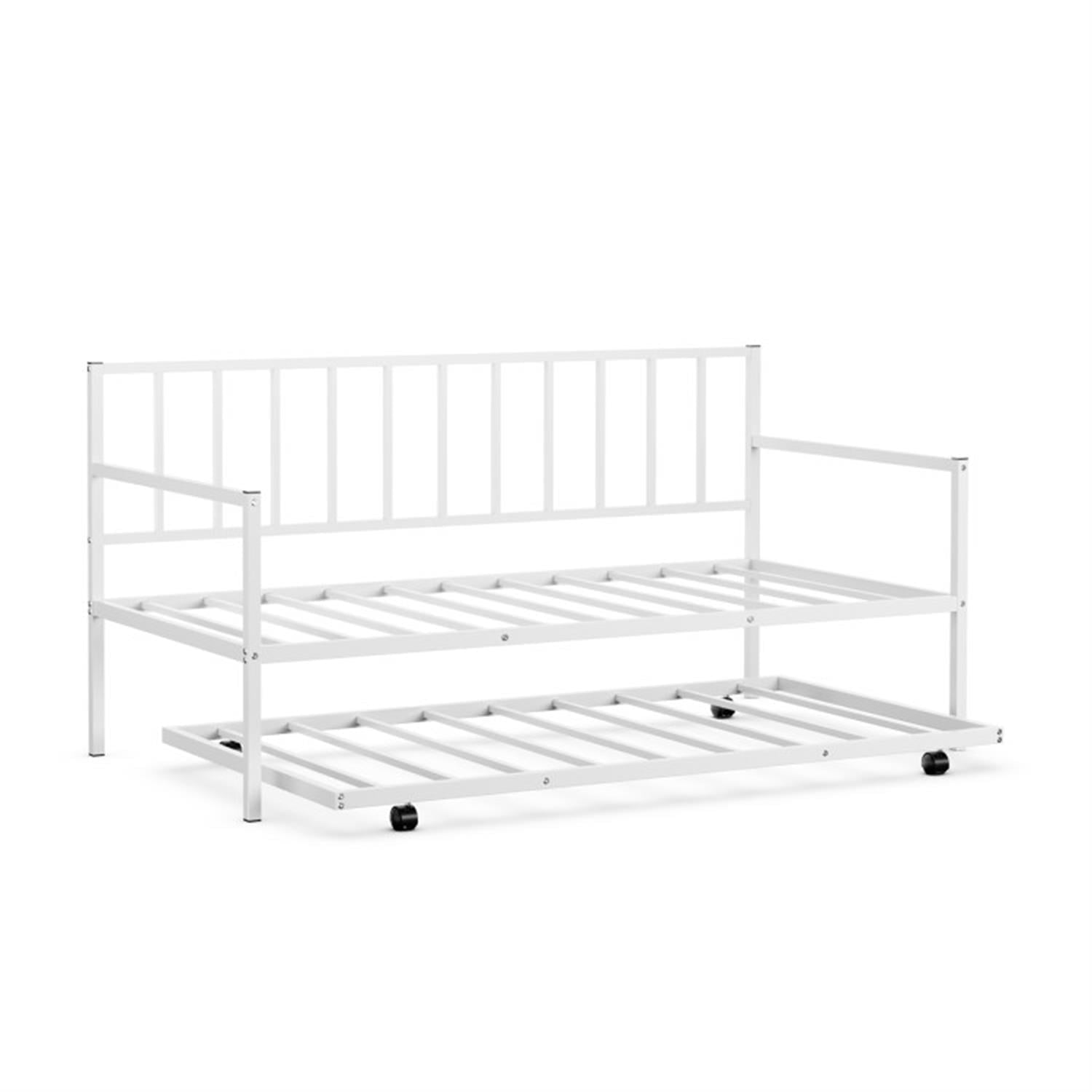 Demi Bonn Twin Size Daybed and Trundle Frame Set Trundle Bedframe, Modern Bed Frame for Teens, Steel