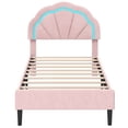 thumbnail image 1 of Demi Bonn Twin Size Upholstered LED Bed Frame with Adjustable Flower Headboard and Metal Support Feet, Platform Bed Frame with Wood Slats Support, No Box Spring Needed, Pink, 1 of 8