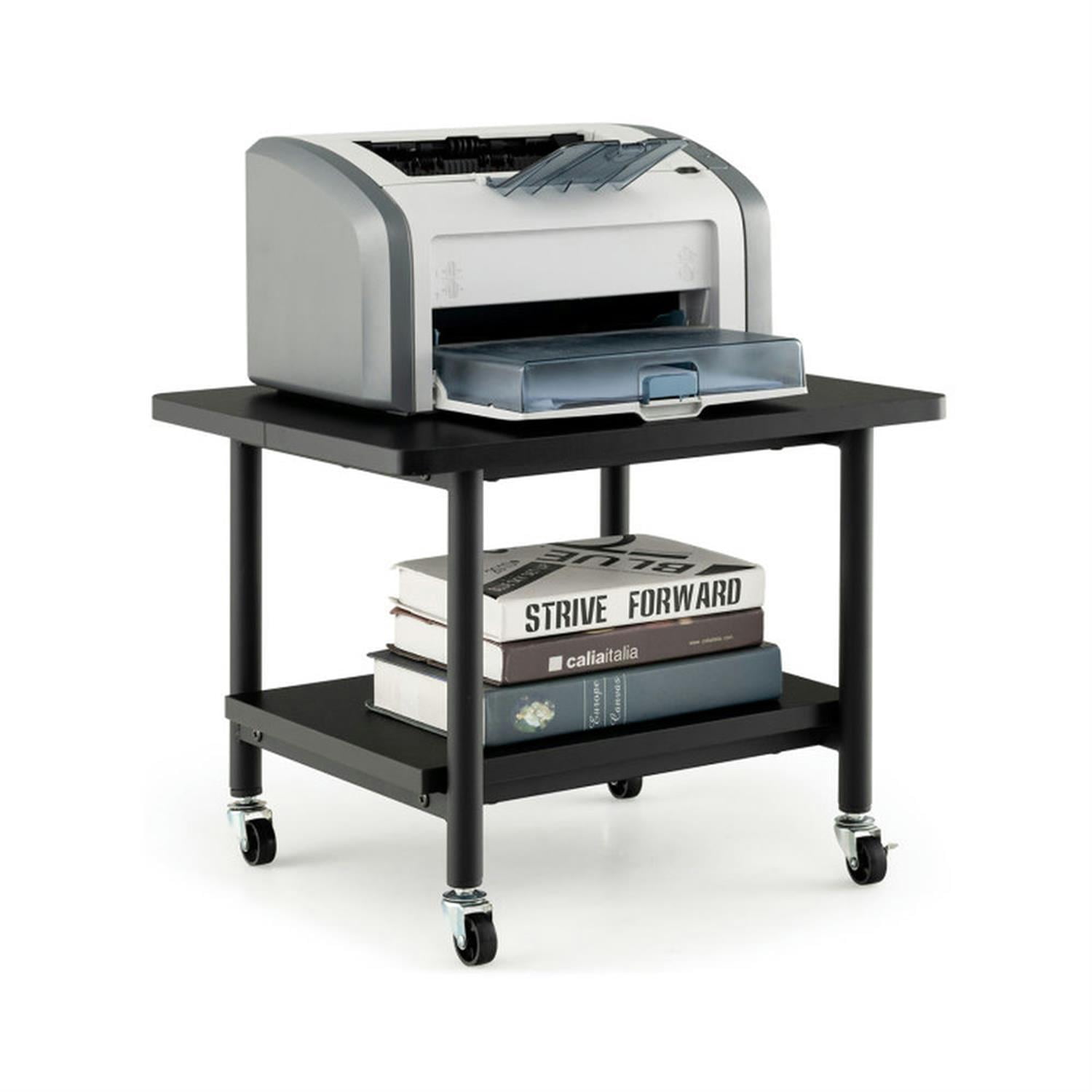 Finihen Under Desk Printer Stand with 4 Wheels and Locking Mechanism, Laptop Workstation for Laptops, Books, Tablets, and Art, Black