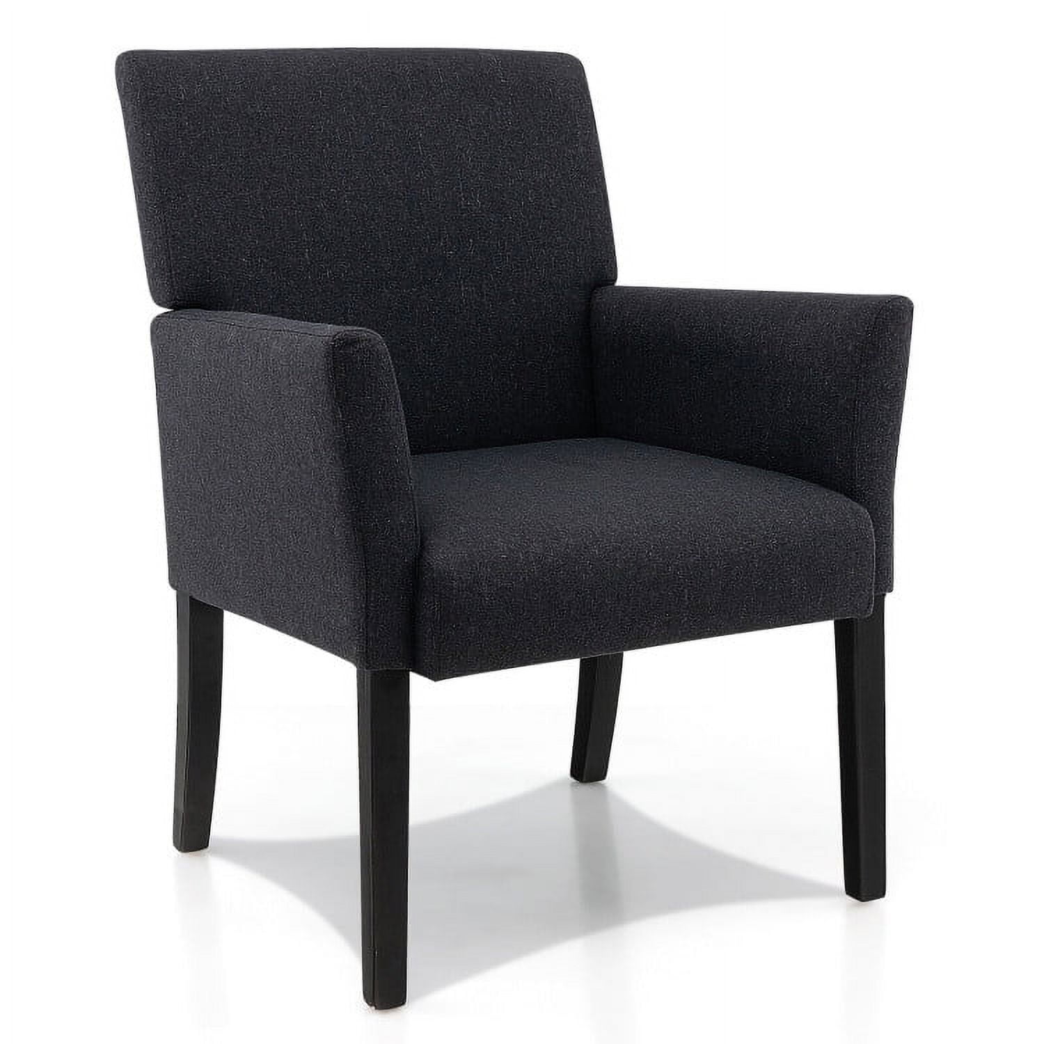 Finihen Upholstered Accent Armchair, Fabric Upholstered Executive Guest Armchair with Rubber Wood Legs, for Living Room, Bedroom, Reception Room, Black