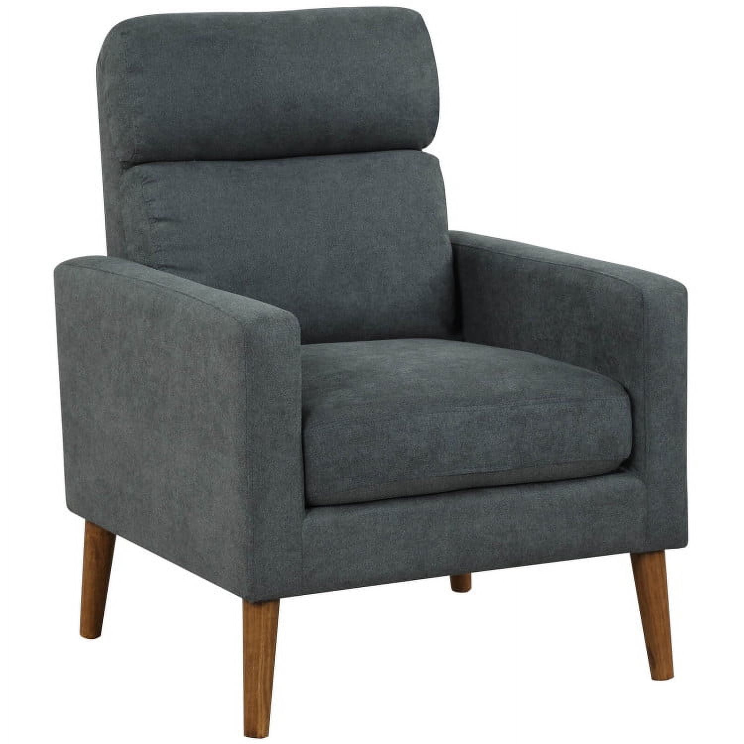 Finihen Upholstered Accent Armchair, Lint Fabric Modern Accent Chair with Solid Wood Legs, for Living Room, Bedroom, Gray