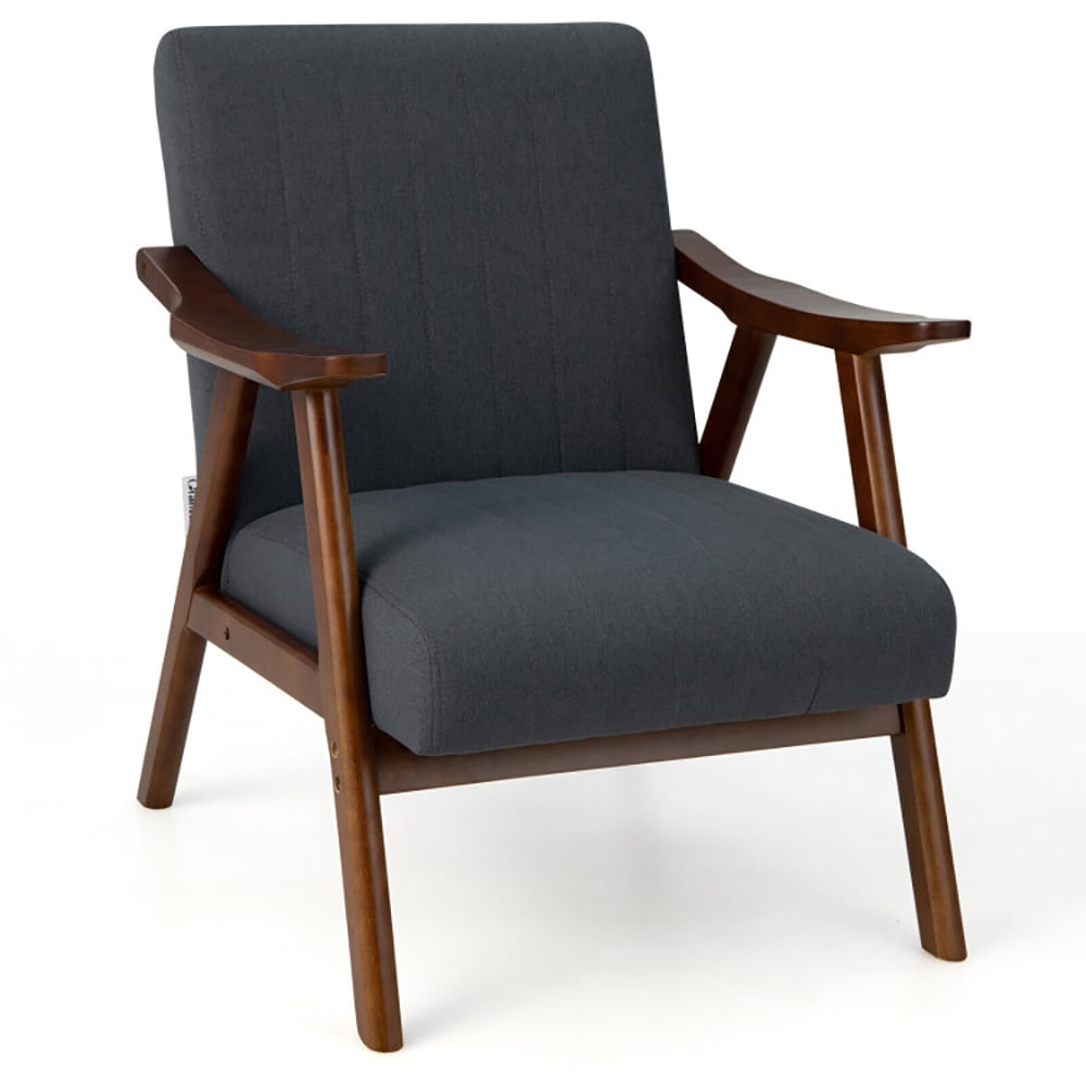 Finihen Upholstered Accent Armchair, Modern Accent Chair Leisure Armchair with Felt Pads, for Living Room, Bedroom, Gray