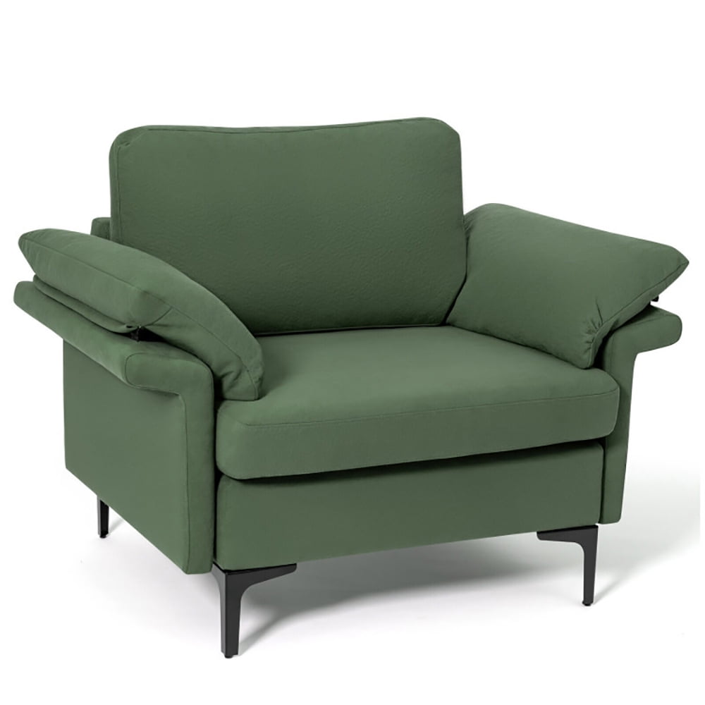 Finihen Upholstered Accent Armchair, Modern Fabric Accent Armchair with Original Distributed Spring and Armrest Cushions, for Living Room, Bedroom, Army Green