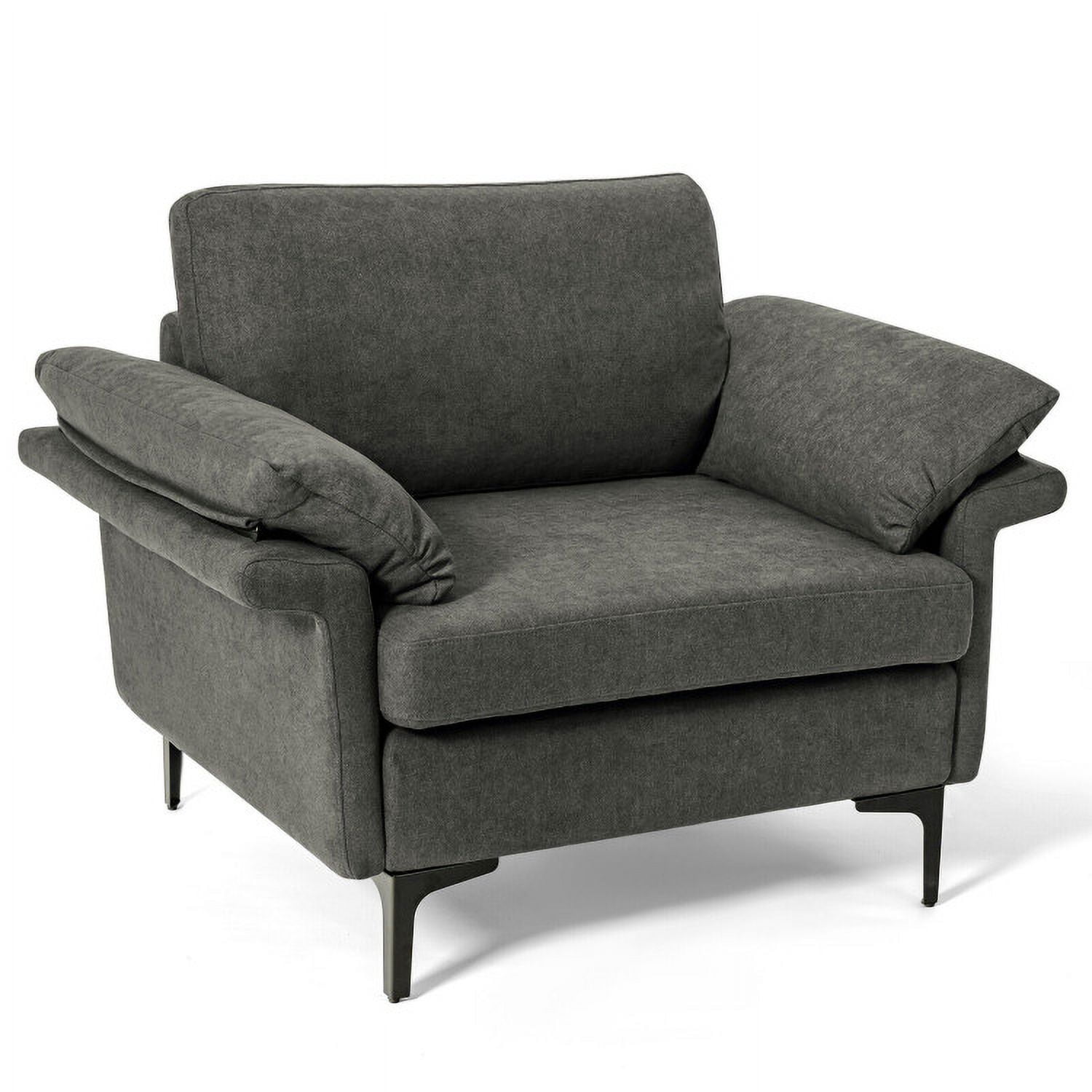 Finihen Upholstered Accent Armchair, Modern Fabric Accent Armchair with Original Distributed Spring and Armrest Cushions, for Living Room, Bedroom, Gray