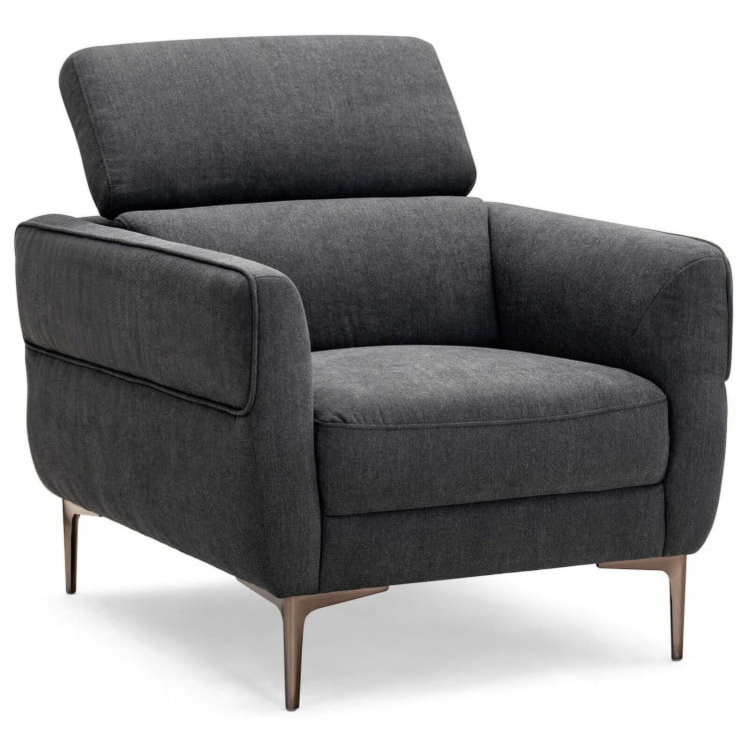 Finihen Upholstered Accent Armchair, Modern Upholstered Single Sofa with Adjustable Headrest, for Living Room, Bedroom, Gray