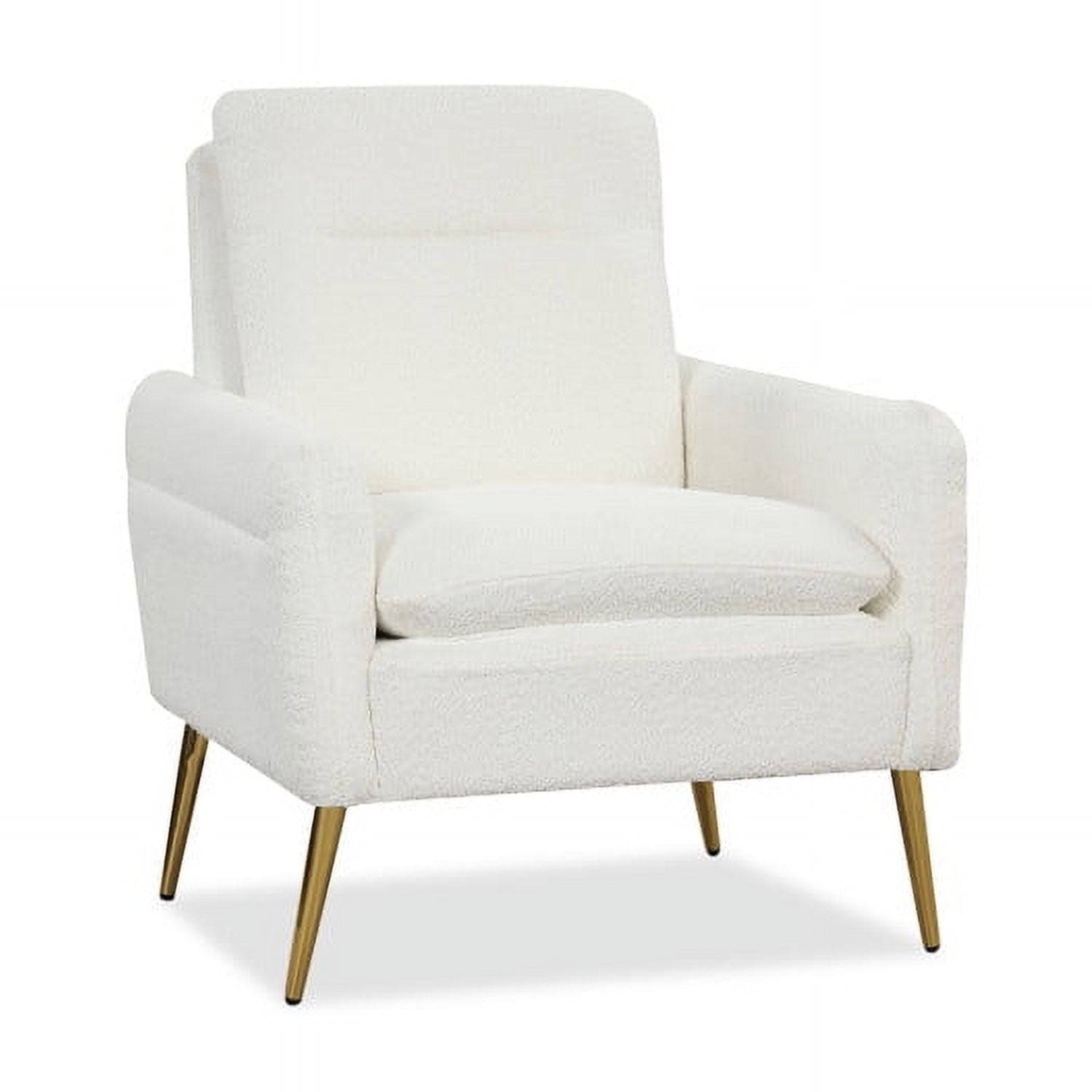 Demi Bonn Upholstered Accent Armchair, Sherpa Accent Chair, Upholstered Sherpa Modern Accent Armchair, for Living Room, Bedroom, Reception Room, White