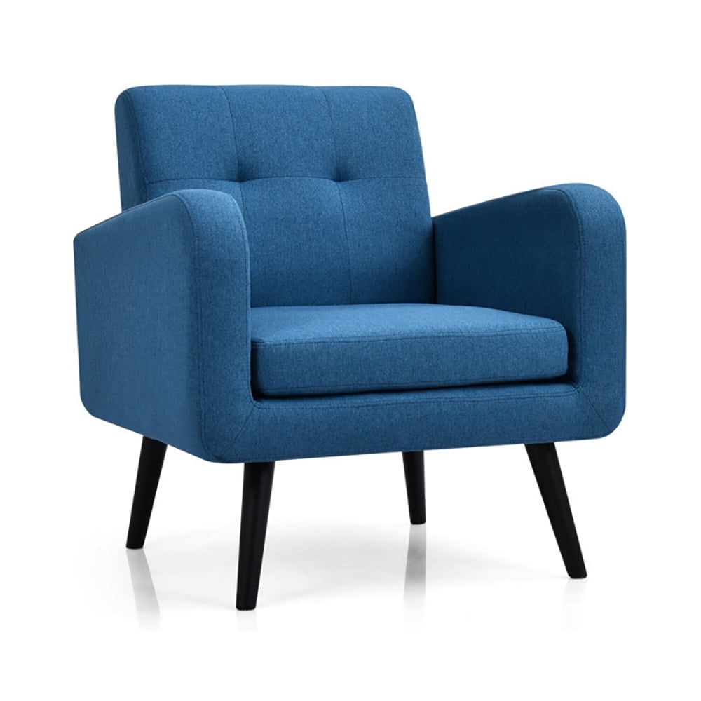 Demi Bonn Upholstered Accent Chair, Modern Upholstered Comfy Accent Chair Single Sofa with Rubber Wood Legs, for Living Room, Bedroom, Navy