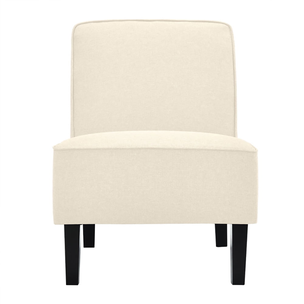 Finihen Upholstered Armless Chair, Modern Armless Accent Chair with Rubber Wood Legs, for Living Room, Bedroom, Beige