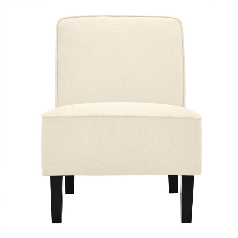 Demi Bonn Upholstered Armless Chair, Modern Armless Accent Chair with Rubber Wood Legs, for Living Room, Bedroom, Beige