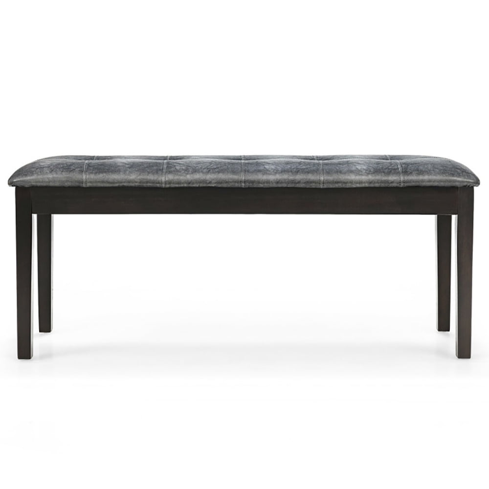 Finihen Upholstered Dining Bench, Upholstered Entryway Bench, Upholstered Dining Room PU Bench Solid Wood Button Tufted, for Living Room, Bedroom, Entryway, Gray