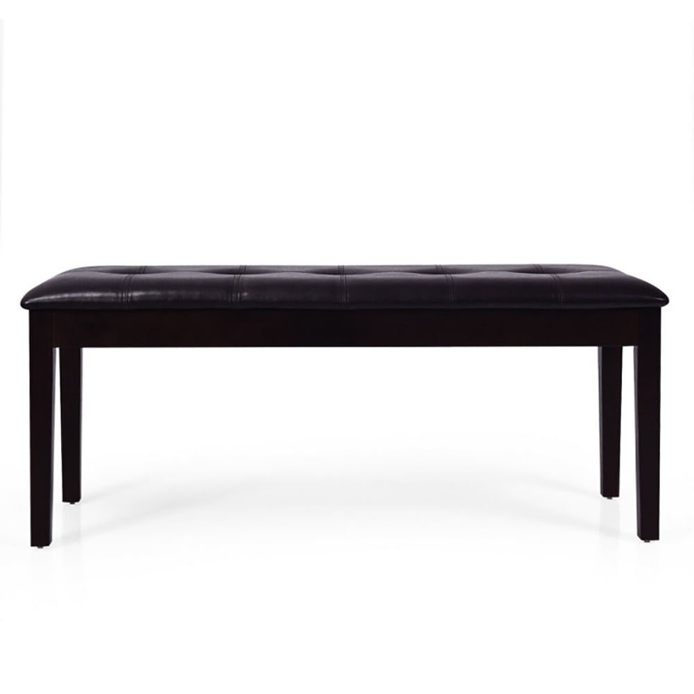 Finihen Upholstered Dining Bench Seat, Entryway Bench, End of Bed Bench, Upholstered Dining Room PU Bench Solid Wood Button Tufted, for Living Room, Bedroom, Hallway, Brown