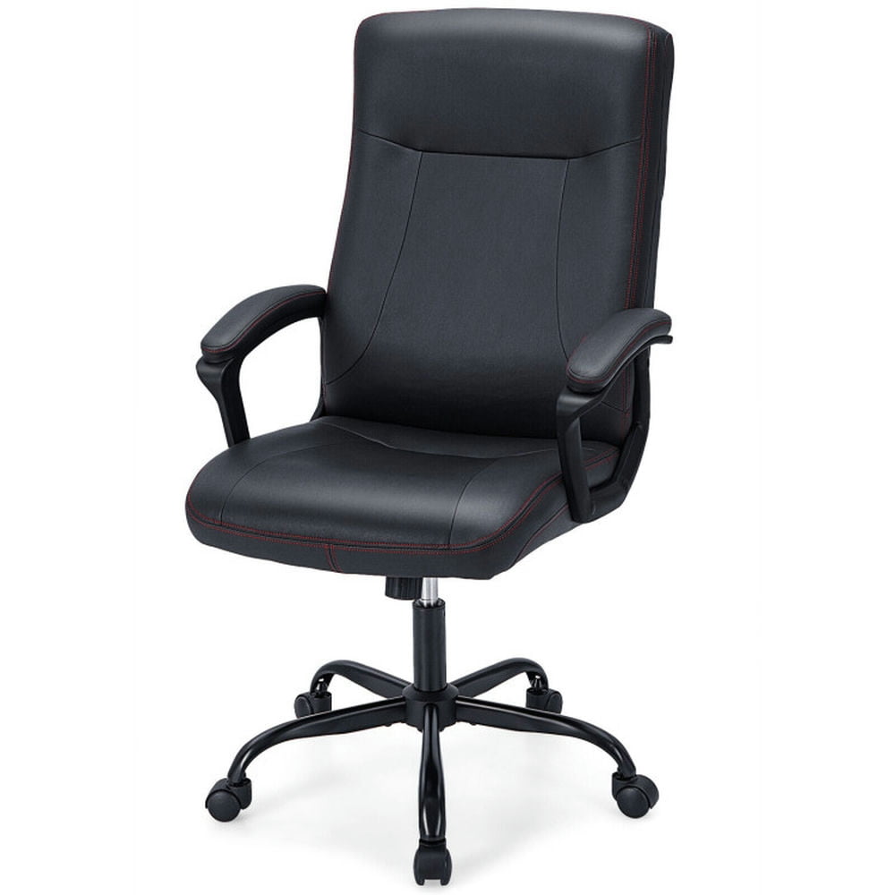 Finihen Upholstered Executive Computer Desk Chair with Ergonomic High Back for Home, Bedroom, Study, Black