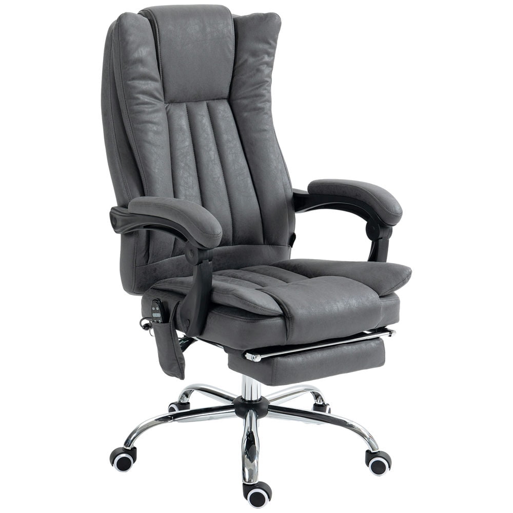 Finihen Vibration Massage Chair with 6 Vibration Points, Armrest, Reclining Backrest, Heated, Microfiber Computer Chair, Office Desk Chair for Home, Dark Gray