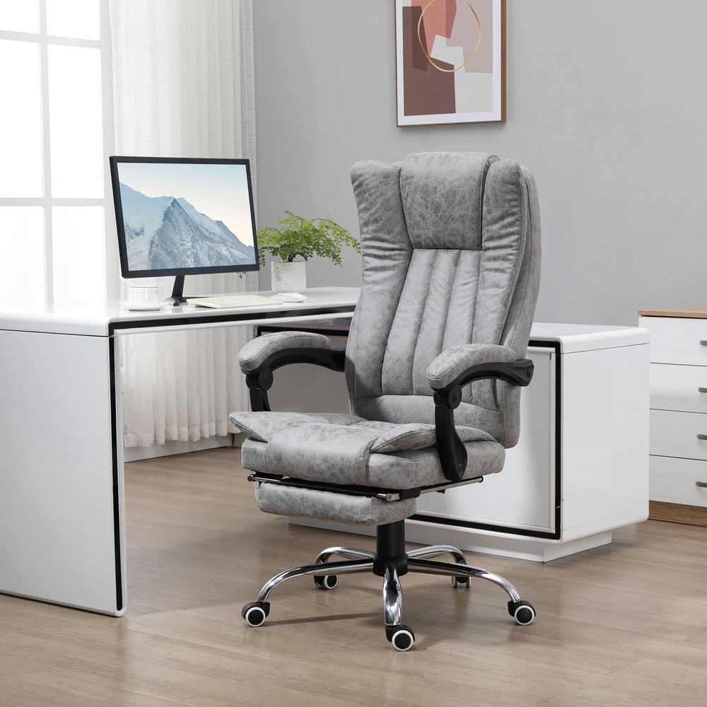 Finihen Vibration Massage Chair with 6 Vibration Points, Armrest, Reclining Backrest, Heated, Microfiber Computer Chair, Office Desk Chair for Home, Gray