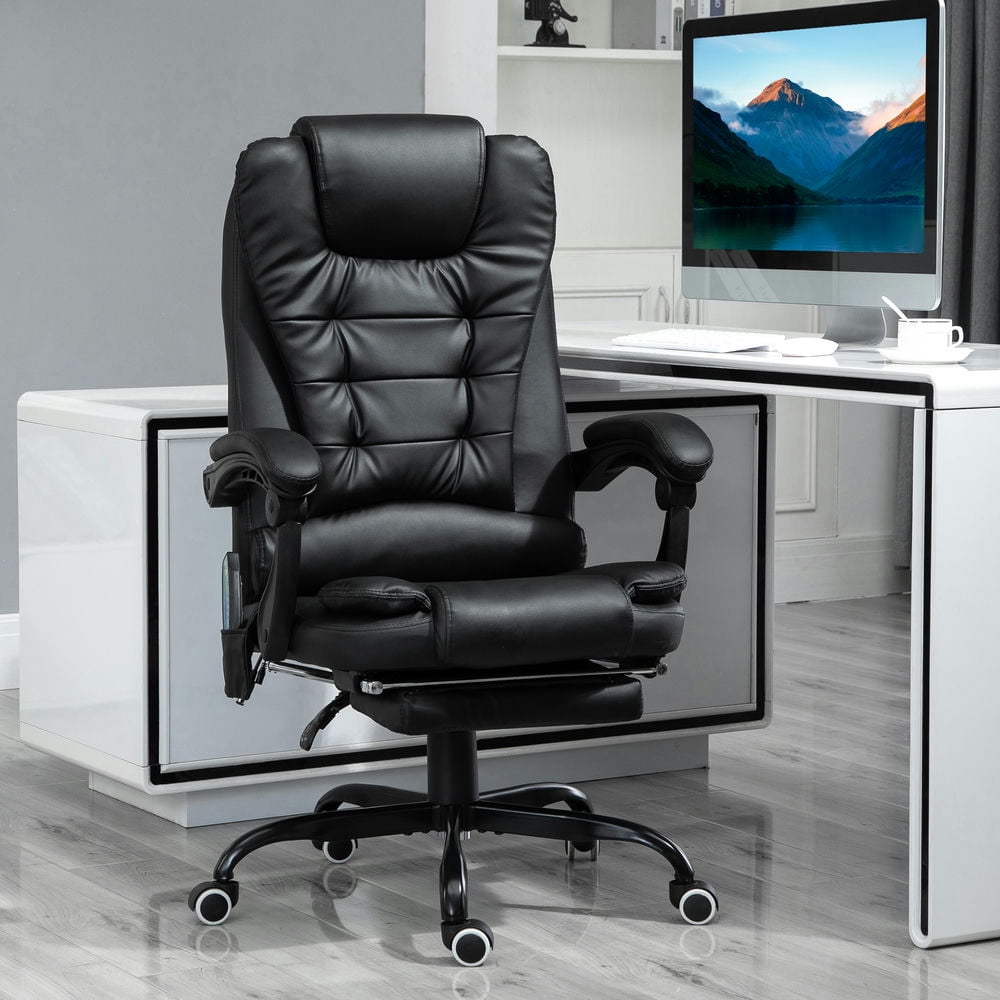 Finihen Vibration Massage Chair with 7 Vibration Points, Armrest, Reclining Backrest, Heated, Computer Chair, Office Desk Chair for Home, Black