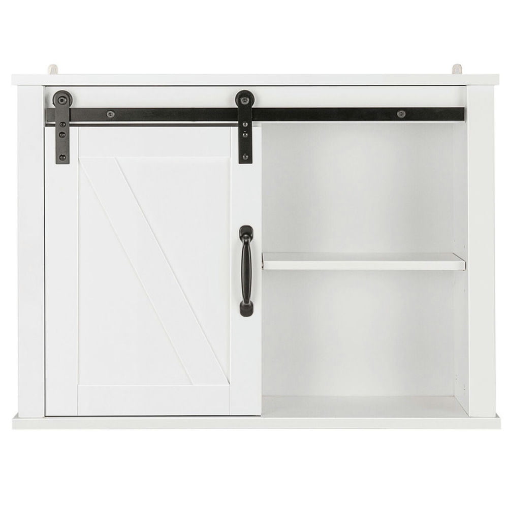 Finihen Wall Cabinet, Wall Mounted Bathroom Cabinet, Medicine Cabinet, Bathroom Wall-Mounted Medicine Cabinet Organizer with Sliding Barn Door, for Bathroom, White