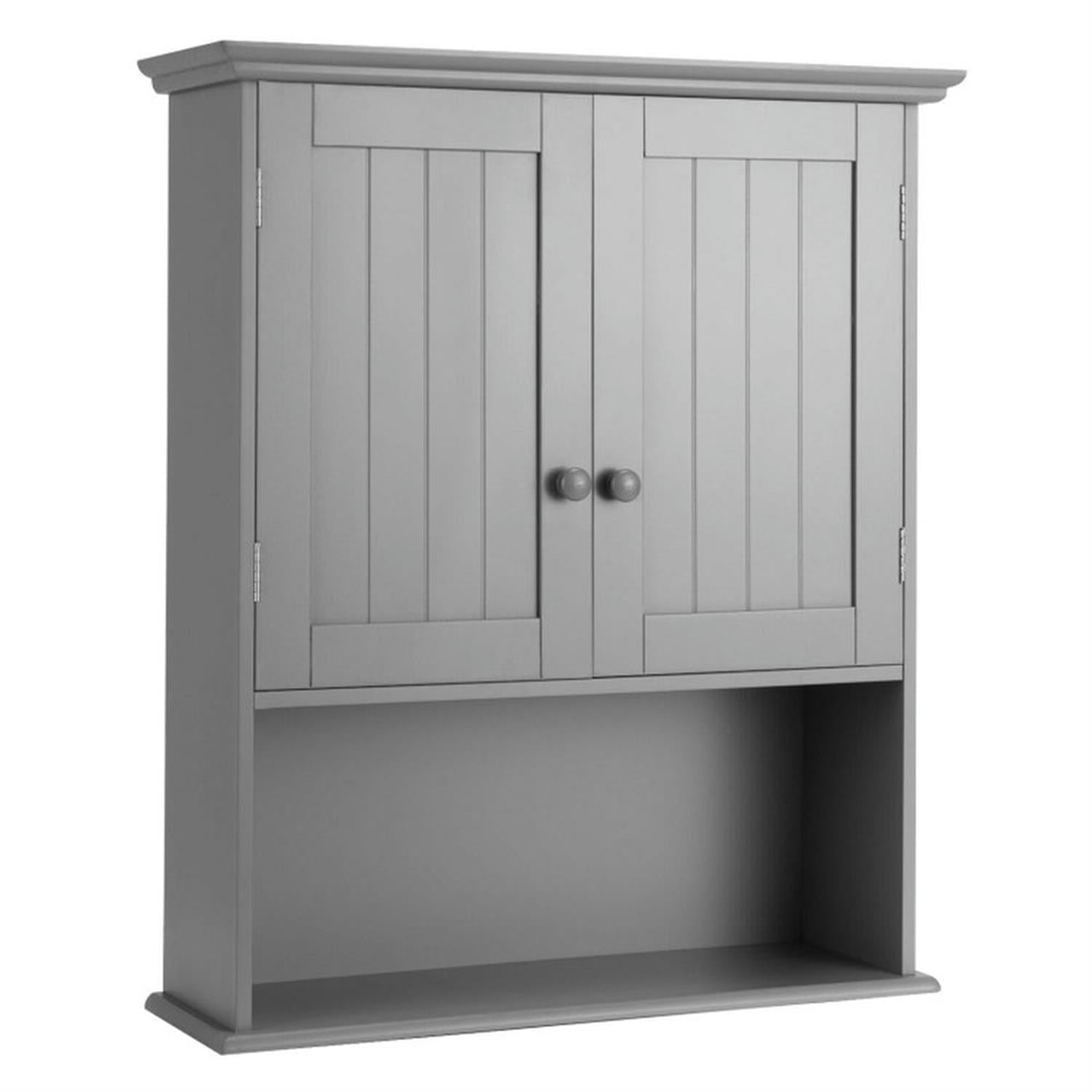 Demi Bonn Wall Mounted Bathroom Cabinet, Medicine Cabinet, 2-Door Wall Mount Bathroom Storage Cabinet with Open Shelf for Kitchen, Entryway, Bathroom, Gray