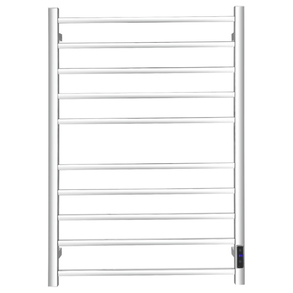 Finihen Wall Mounted Towel Rack, Electric Heated Towel Rack, 10 Bar Towel Warmer Wall Mounted Electric Heated Towel Rack with Built-in Timer, for Bathroom, laundry Room, Silver