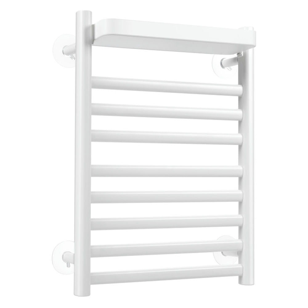 Finihen Wall Mounted Towel Rack, Electric Heated Towel Rack, 110W Electric Heated Towel Rack with Top Tray, for Bathroom and Kitchen, White