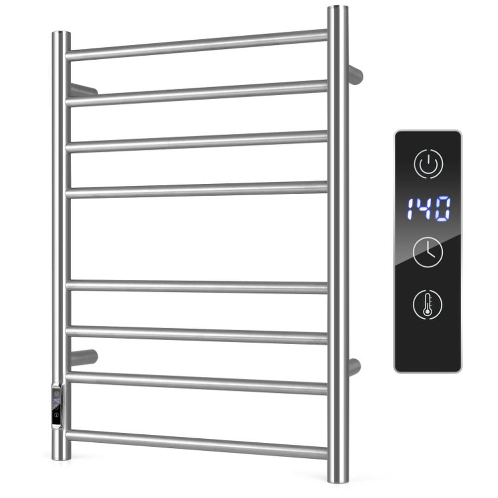 Demi Bonn Wall Mounted Towel Rack, Electric Heated Towel Rack, Electric Towel Warmer Rack, for Bathroom, laundry Room, Silver
