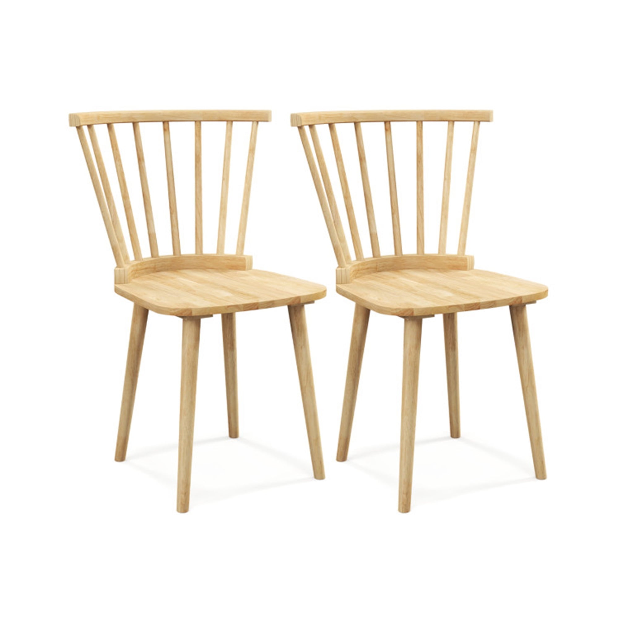 Demi Bonn Windsor Dining Chairs Set of 2 Rubber Wood Kitchen Chairs with Spindle Back, Beige