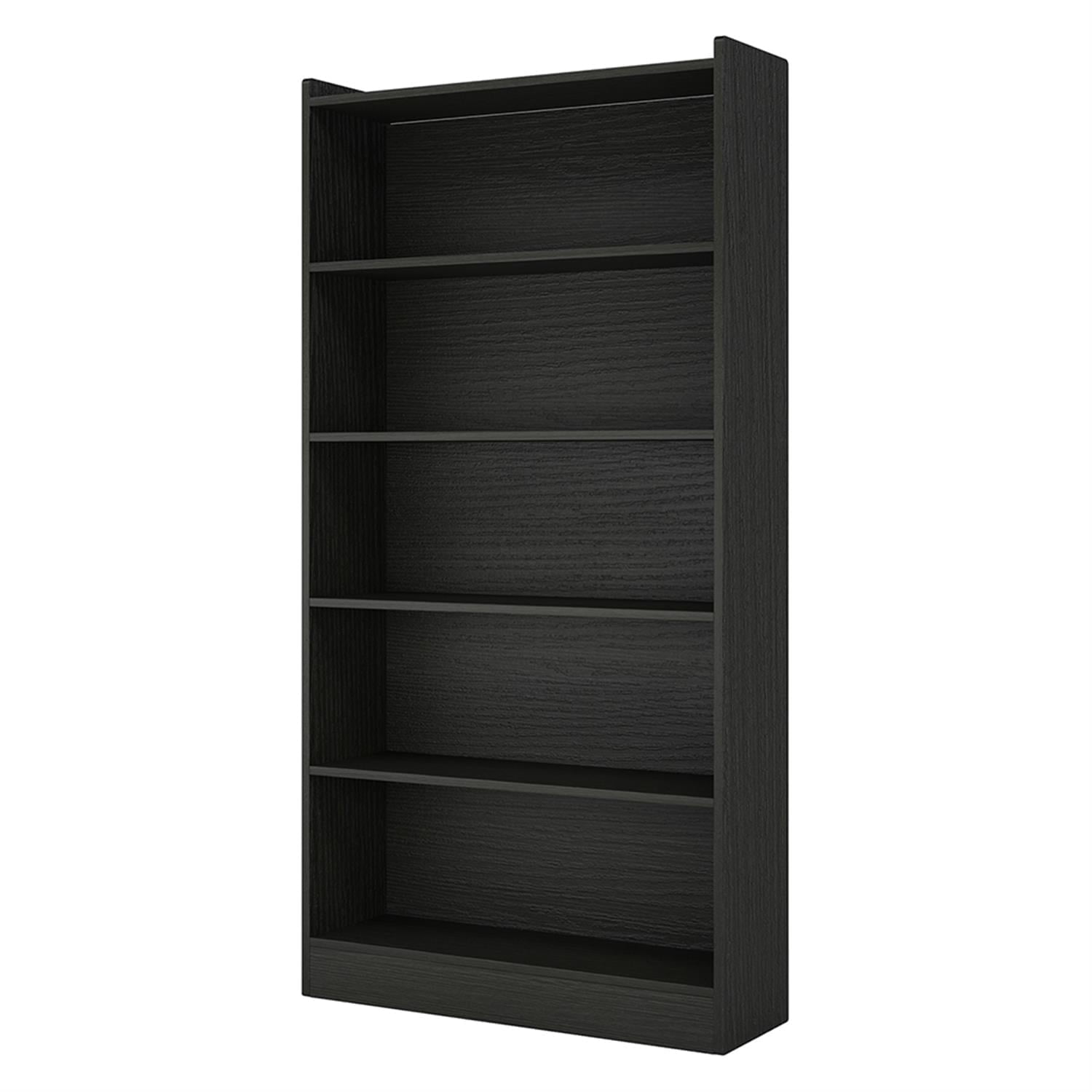 Demi Bonn Wood Bookcase, 72" Tall Bookshelf with Open Storage Shelves, 5-Tier Bookshelf for Bedroom, Living Room, Black