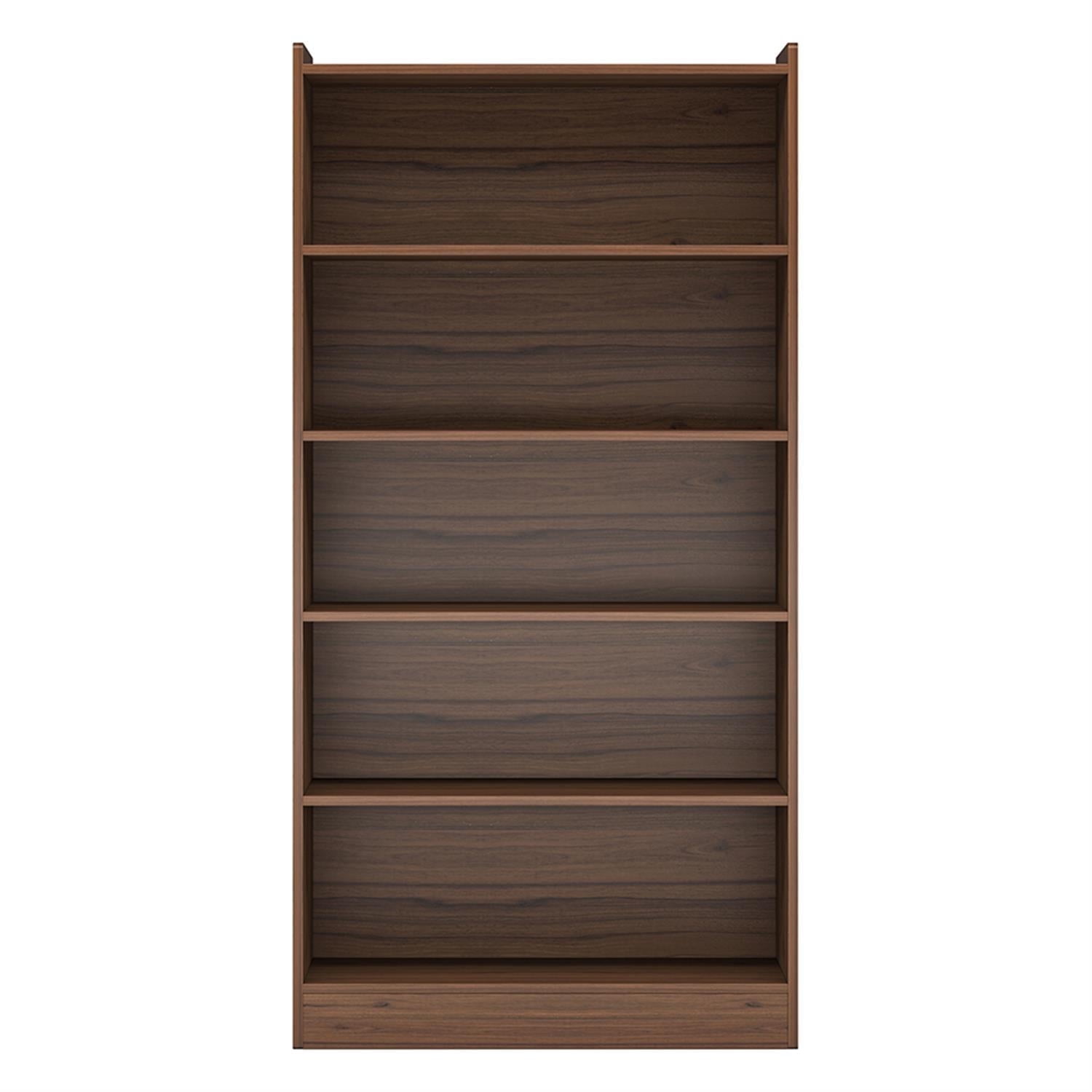 Demi Bonn Wood Bookcase, 72" Tall Bookshelf with Open Storage Shelves, 5-Tier Bookshelf for Bedroom, Living Room, Brown