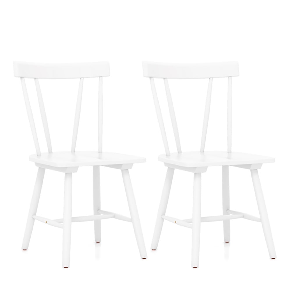 Demi Bonn Wood Dining Chairs, Solid Rubber Wood Armless Kitchen & Dining Room Chairs, Easy to Assemble Wooden Dining Chairs, Modern Dining Chair, White