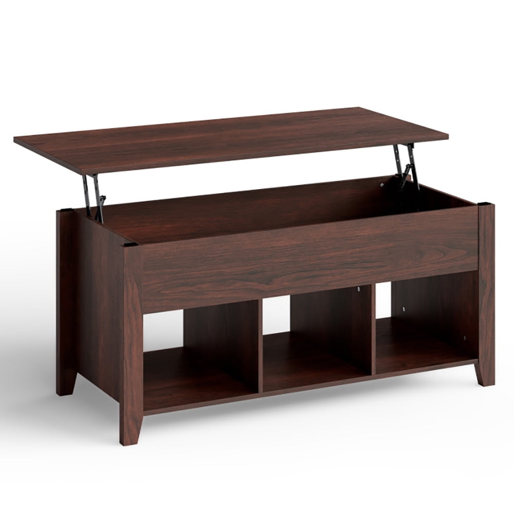 Finihen Wooden Coffee Table, Lift Top Coffee Table with Storage Lower Shelf, for Living Room, Reception Room, Office, Brown