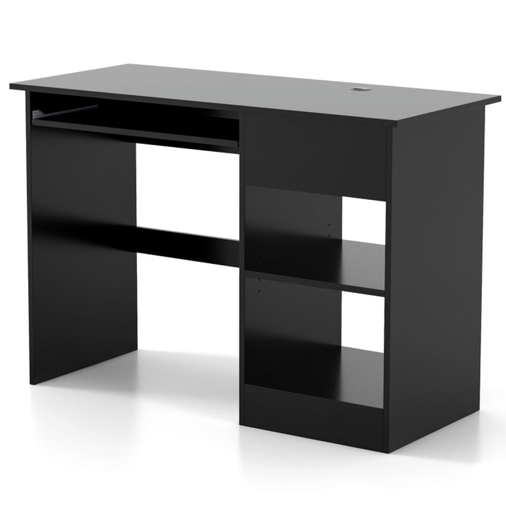Finihen Wooden Computer Desk with CPU Stand, Small Home Office Desk Study Writing Table, Black