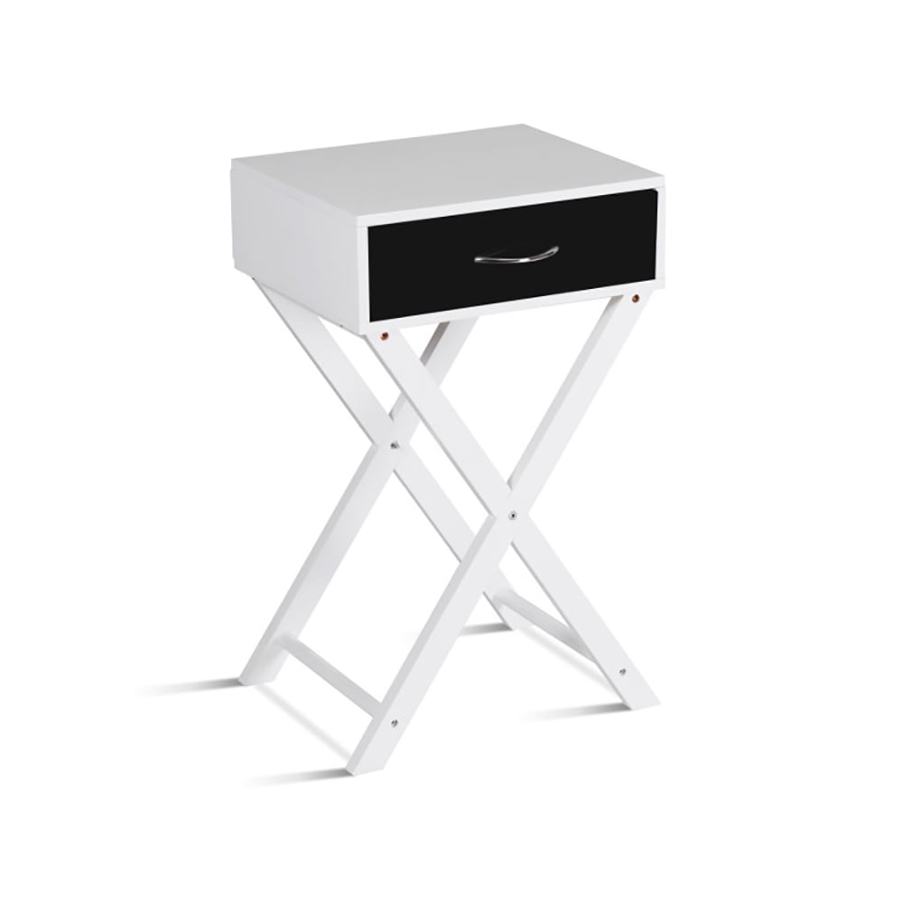 Finihen X-Shape End Table, Modern X-Shape Accent Side End Table, Sofa Side Table, Bed Side Table, for Living Room, Bedroom, Black