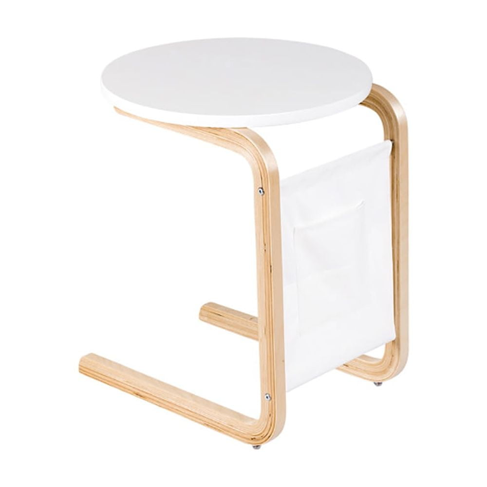 Finihen Bentwood End Table, Bentwood Sofa Side Table with Square Tabletop and Storage Bag, Sofa Side Table, Bed Side Table, for Living Room, Bedroom, White Finihen Bentwood End Table, Bentwood Sofa Side Table with Square Tabletop and Storage Bag, Sofa Side Table, Bed Side Table, for Living Room, Bedroom, White