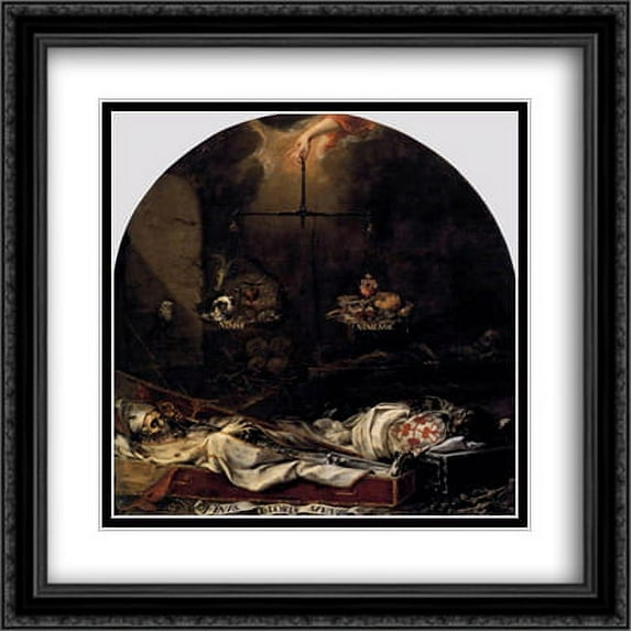 Finis Gloriae Mundi 2x Matted 28x28 Large Black Ornate Framed Art Print by Juan de Valdes Leal