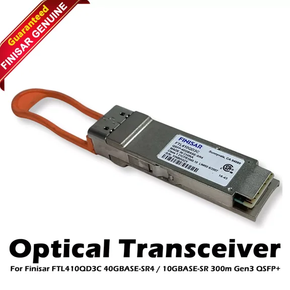 Pre-Owned Finisar FTL410QD3C 40GBASE-SR4 / 10GBASE-SR 300m Gen3 QSFP+ Optical Transceiver
