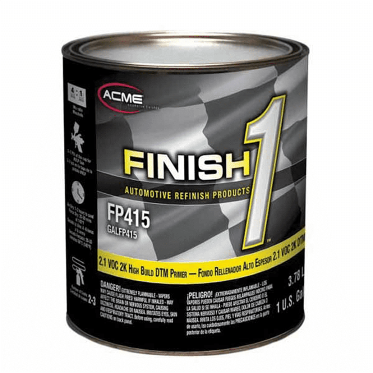 Finish 1 Automotive Refinish Products FP415-1 High Build 2-Component 2.1 VOC DTM Primer, 1 gal Can, Gray, 4:1 Mixing