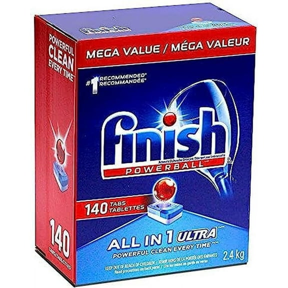 Finish - All in 1 Ultra - Automatic Dishwasher Detergent - Powerball - Dishwashing Tablets Powerful Clean - Dish Tabs - Fresh Scent - 2.4 KG - 140 Count