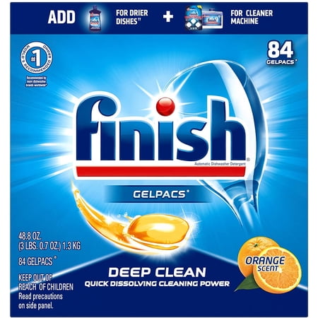 Finish All in 1 Gelpacs Orange, Dishwasher Detergent Tablets 84 count