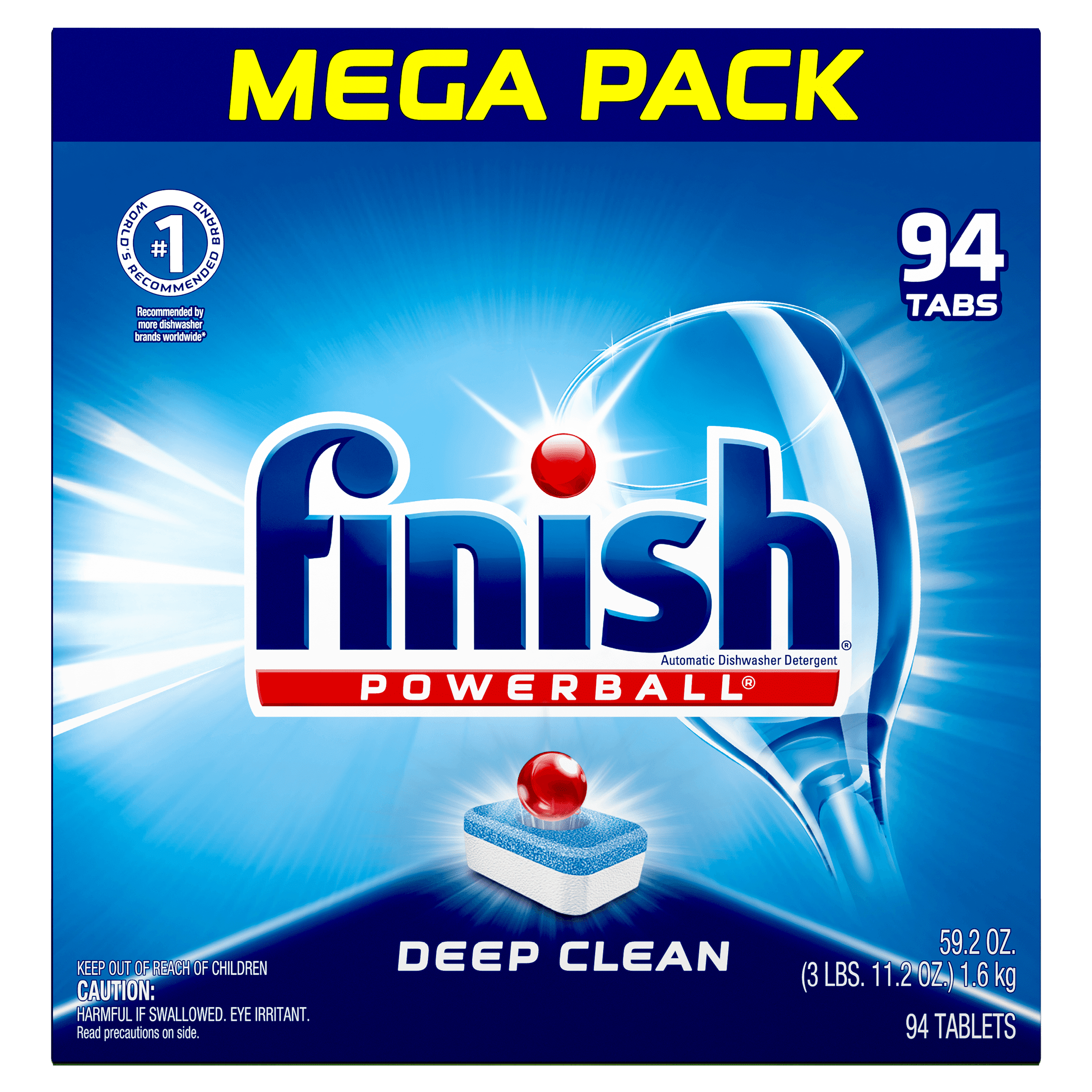 Finish All in 1 Powerball Pods Dishwasher Detergents, Fresh Scent, 59.2  Ounce, 94 Count