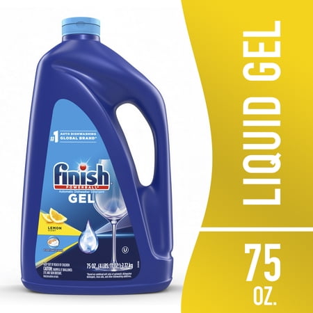 Finish Dishwasher Detergent Gel Liquid, Lemon Scent, 75 oz